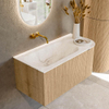MONDIAZ KURVE-DLUX meuble de salle de bains 95 cm avec module 25 R couleur Chêne avec 1 tiroir et 1 porte. Lavabo BIG SMALL gauche sans trou de robinet couleur Frappe. SW1137380