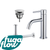 FugaFlow Eccelente Sobrado Slim Slim Kit mitigeur lavabo - robinet bas - bonde nonobturable - siphon design - Chrome brillant SW1124329