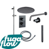 FugaFlow Eccelente Sobrado Badkamer Inbouw Regendoucheset - thermostatisch - wandarm -glijstang - 25cm hoofddouche - staaf handdouche - gunmetal PVD - Black Friday - SW1124085