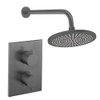 Crosswater MPRO Ensemble de douche de pluie encastré - 2 leviers - pomme de douche 30 cm - bras mural - gunmetal SW1472518