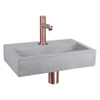 Differnz Flat Set lave-mains 38x24x8cm 1 trou avec robinet droit et siphon + bonde cuivre rose Rectangulaire Béton Gris clair SW373120