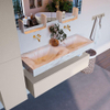 Mondiaz ALAN-DLUX Ensemble de meuble - 130cm - meuble Linen mat - 1 tiroir - Lavabo Cloud Frappe suspendu - vasque Gauche et droite - 0 trous de robinet SW805454