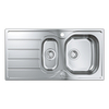 Grohe K200 Spoelbak - met afdruipgedeelte - 970x500mm - 1 bak 346x396x165mm - halve bak 180x340x130mm - omkeerbaar - roestvrij staal RealSteel SW492245