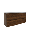 Saniclass Holz Pure Meuble de salle de bain - 120x45x60cm - lavabo en céramique blanc - 2 vasques - 2 trous de robinet - 4 tiroirs - Walnut pure SW1441854
