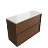 Saniclass Holz Frame Badkamermeubelset - 120x45x62.5cm - Torino solid surface topblad wit - zonder kraangat - 2 lades - mat walnut pure (hout) SW1579990