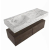 Mondiaz ALAN-DLUX Ensemble de meuble de salle de bains - 100x46cm - 2 tiroirs - lavabo suspendu - 1 trou de robinet - 2 à gauche - Dark brown (chêne foncé) SW1565497