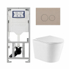 QeramiQ Dely Toiletset - 36.3x51.7cm - diepspoel - rimless - Geberit UP320 inbouwreservoir - met Burda frame - softclose toiletzitting - bedieningsplaat taupe - ronde knoppen - mat wit SW1164318