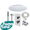 FugaFlow Eccelente Sobrado ensemble de douche à effet pluie encastré avec thermostat bras de plafond tige de douche à main chrome SW1124097