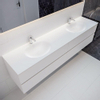 Mondiaz VICA Meuble Talc avec 4 tiroirs 200x50x45cm vasque lavabo Moon double 2 trous de robinet SW410383