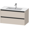 Duravit Ketho.2 Wastafelonderbouwkast - met 2 laden - 101x48x55cm - met grepen antraciet - taupe mat SW771992