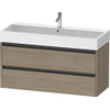 Duravit Ketho 2 meuble sous-lavabo avec 2 tiroirs pour lavabo simple 118.4x46x54.9cm avec poignées chêne anthracite terra mat SW773042