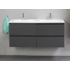 Adema Bella onderkast met acryl wastafel 2 kraangaten 120X55X46cm Antraciet mat SW398137 Adema Bella onderkast met acryl wastafel 2 kraangaten 120X55X46cm Antraciet mat SW398137