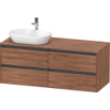 Duravit Ketho.2 Wastafelonderbouwkast - inclusief consoleplaat - met 4 laden - voor waskom links - 140x55x56.8cm - met handgrepen antraciet - noten mat SW773086