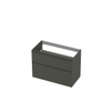 INK Wastafelonderkast - 90x45x65cm - 2 lades - greeploos - MDF lak - Mat beton groen SW693284