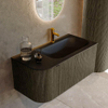 Mondiaz KURVE Ensemble de meuble de salle de bains - 95x46x40cm - 1 tiroir - 1 porte - vasque solid surface - droite - 1 trou de robinet - Shadow SW1414180