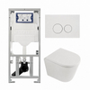 QeramiQ Dely Toiletset - 36.3x51.7cm - diepspoel - rimless - Geberit UP320 inbouwreservoir - softclose toilet zitting - 35mm - mat witte bedieningsplaat - ronde knoppen - mat wit SW1235387