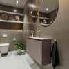 MONDIAZ TURE Toiletmeubel 100x23x50cm met 1 kraangaten 2 deuren smoke mat Wastafel Eden midden Solid Surface Wit SW474964