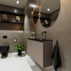 MONDIAZ TURE Kit lave-mains - 100x23x50cm - 0 trou de robinet - 2 portes - fumée mate - Lavabo à droite - Solid Surface Noir SW475346