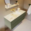 Mondiaz VICA-DLUX ensemble de meuble de salle de bain - 110cm - meuble sous-vasque armée - 2 tiroirs - lavabo encastré nuage milieu - sans trous de robinet - version haute de 60cm - frape SW1088683