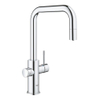 GROHE Blue Home Keukenkraan - uittrekbare u uitloop - 1 gats - filterfunctie - plat licht en bruisend water - chroom SW236971