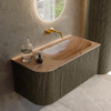 MONDIAZ KURVE-DLUX meuble de salle de bains 95 cm courbure gauche couleur Shadow avec 1 tiroir et 1 porte. Lavabo BIG SMALL droite sans trou de robinet Arena. SW1431288