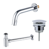 Fortifura Calvi Fonteinkraanset - inbouw - uitloop - 19.5cm - inkortbaar - sifon - always open plug - hoogglans chroom SW1189321