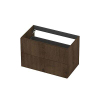 INK Wastafelonderkast - 80x45x52cm - 2 lades - opliggende grepen - verticaal gefreesd - MDF - Chocolate SW1405597