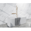 Fortifura Nebbio Ensemble combiné bain - mitigeur thermostatique - barre coulissante avec coude mural intégré - flexible de douche lisse - douchette à main sur barre - bec - laiton brossé SW1238026