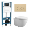 QeramiQ Dely Swirl Compact Toiletset - inbouwreservoir QeramiQ flush - 25mm zitting - kunststof bedieningsplaat beige - ronde knoppen - glans wit SW1590612