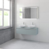 Bruynzeel Giro badmeubelset 49x120x46cm 2 wasbakken 1 lade met spiegel met softclose composite fjord groen SW384206 Bruynzeel Giro badmeubelset 49x120x46cm 2 wasbakken 1 lade met spiegel met softclose composite fjord groen SW384206