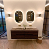 Mondiaz CIRO-DLUX Badkamermeubelset - 150x45x50cm - Solid surface wastafel Sombra - 2 wasbak Dubbel - zonder kraangaten - 4 lades - Walnut SW1530863