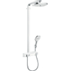 Hansgrohe Raindance Select E300 showerpipe: avec tablette de douche 300 robinet thermostatique apparent avec douchette 3 jets et pomme de douche 2 jets blanc/chrome 0452231