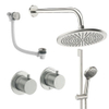 Crosswater Module Ensemble de douche de tête encastré - 2 poignées - vidage de baignoire - pomme de douche 30 cm - douchette à main - barre de douche - bras mural - inox brossé SW1472436