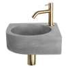 Differnz Cleo pack lave-mains d'angle – 31,5 x 31,5 x 10 cm – béton gris – robinet courbé doré mat SW373203