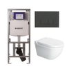 Duravit Starck 3 Toiletset - Geberit inbouwreservoir - toiletzitting Saniclass softclose zitting - QeramiQ bedieningsplaat met bedieningsplaat antraciet mat - rechthoekige knoppen - wit SW1164248