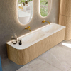 MONDIAZ KURVE-DLUX 165cm Meuble salle de bain avec module 25 G - couleur Oak - 2 tiroirs - 1 porte - vasque STOR SMALL double / droite - sans trou de robinet - couleur Ostra SW1137798