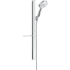 Hansgrohe Raindance Select S Unica Ensemble de douche - barre coulissante - douchette Raindance Select S 120 3 jets - porte-savon - 90cm - flexible de douche 160cm - blanc/chrome SW157204