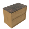 Saniclass Holz Frame Badkamermeubelset - 80x45x63cm - Noche natuurstenen topblad dark emperador - 1 kraangat - 2 lades - mat eiken natural (hout) SW1579870