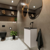 MONDIAZ TURE Toiletmeubel 40x23x50cm met 0 kraangaten 1 deuren linen mat Wastafel Eden midden Solid Surface Zwart SW475406
