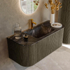Mondiaz KURVE-DLUX Ensemble meuble de salle de bains - 110x46x40cm - 1 tiroir - 2 portes - lavabo solid surface - central - 1 trou de robinet - Shadow SW1414620