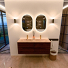 Mondiaz CIRO-DLUX Meuble de salle de bains - 130x45x50cm - Plan-vasque Solid surface Arena - 2 vasques Double - 2 trous de robinetterie - 4 tiroirs - Ruby SW1531704