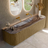 MONDIAZ KURVE-DLUX Meuble de salle de bains 170cm arrondi Gauche + Droite couleur Dusk avec 1 tiroir et 2 portes. Lavabo BIG LARGE Central sans trou de robinet Sombra. SW1433873
