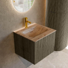 MONDIAZ KURVE-DLUX Meuble de salle de bains 50cm couleur Shadow avec 1 tiroir et 0 portes. Lavabo GRUNNE Central 1 trou de robinet Arena. SW1431266