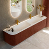 Mondiaz KURVE Ensemble de meubles de salle de bains - 190x46x40cm - 2 tiroirs - 2 portes - lavabo solid surface - double - 2 trous de robinet - Ruby SW1415334