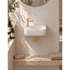 QeramiQ Fuente pack lave-mains – 40 x 21,5 x 12 cm – céramique blanc brillant – perçage à gauche – robinet doré brossé SW1232817