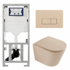 QeramiQ Dely Pack WC - 36,3x51,7cm - à fond creux - sans bride - réservoir encastré Geberit UP320 - abattant WC à fermeture douce - plaque de déclenchement beige - boutons rectangulaires - mat beige SW1242401