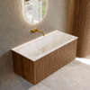 MONDIAZ KURVE-DLUX 100cm Meuble salle de bain - couleur Walnut - 1 tiroir - vasque BIG MEDIUM centre - sans trou de robinet - couleur Frappe SW1137462