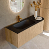 MONDIAZ KURVE 115cm Meuble salle de bain avec module 25 D - couleur Oak - 1 tiroir - 1 porte - vasque BIG SMALL gauche - 1 trou de robinet - Urban SW1138362