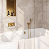 BRAUER Gold Carving mitigeur de bain encastré thermostatique - boutons poussoirs SET 03 - combiné de remplissage de bain - douchette à main barre - flexible de douche - coude de raccordement mural - or brossé PVD SW925619