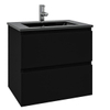 Saniclass Chaci Meuble de salle de bain - 60x45x55cm - lavabo en céramique noir mat - 1 vasque - 1 trou de robinet - 2 tiroirs - noir mat SW809351
